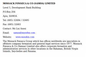 Mossack & Fonseca Samoa